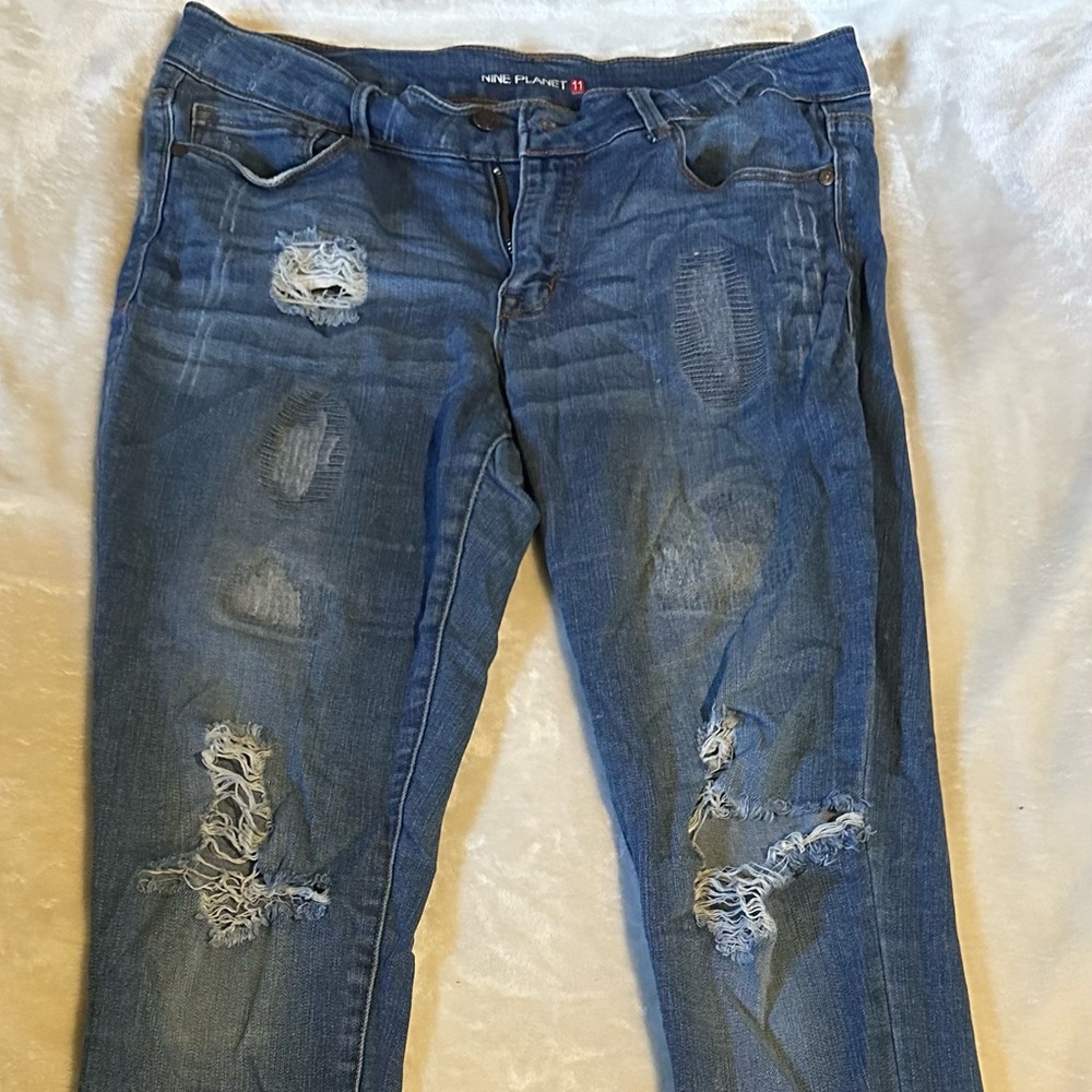 Ripped Blue Skinny Jeans for Women